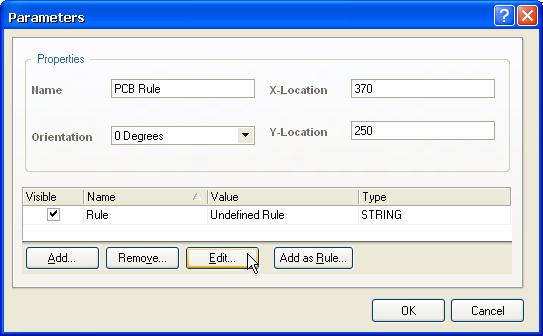 Now you can place the PCB Rule directive on the appropriate net. A dot will appear when the directive is properly attached.