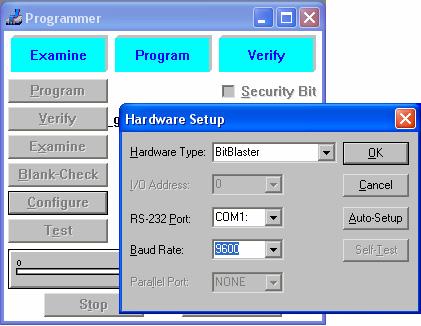 DXP & Altera Interface tutorial 8. Bring up the programming menu by selecting MAX+Plus II» Programming. Configure your Hardware Setup and download the program onto the chip.