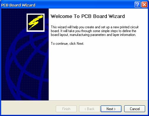 Create a new PCB by clicking on PCB Board Wizard in the New from Template section at the bottom of the Files panel.