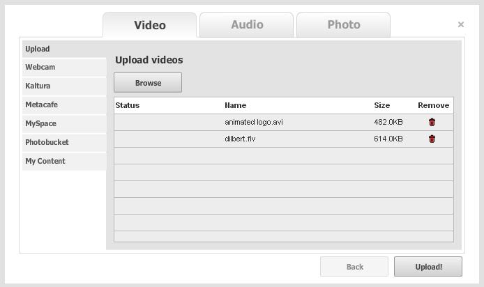 5. Click the upload button to start the file transfer
