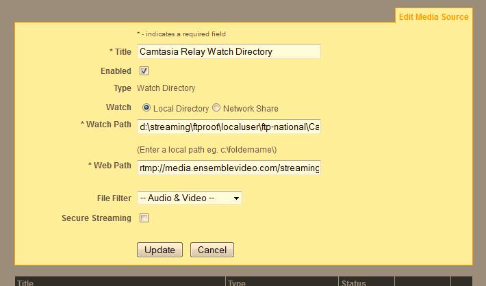 Configure Camtasia Relay Watch Directory Media Source Template Click on Add a New Template.