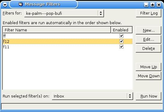 Using message filters Tools/Message Filters