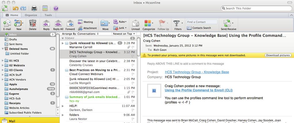 Tool Ribbon Setting up Outlook for Mac 2011: The layout The first step in following these best practices is to set up a system to optimize how you use Outlook for Mac 2011.