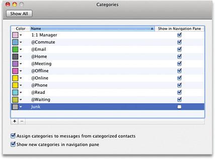 Categories Categories in Outlook for Mac 2011 allow you to manage items in many different ways.
