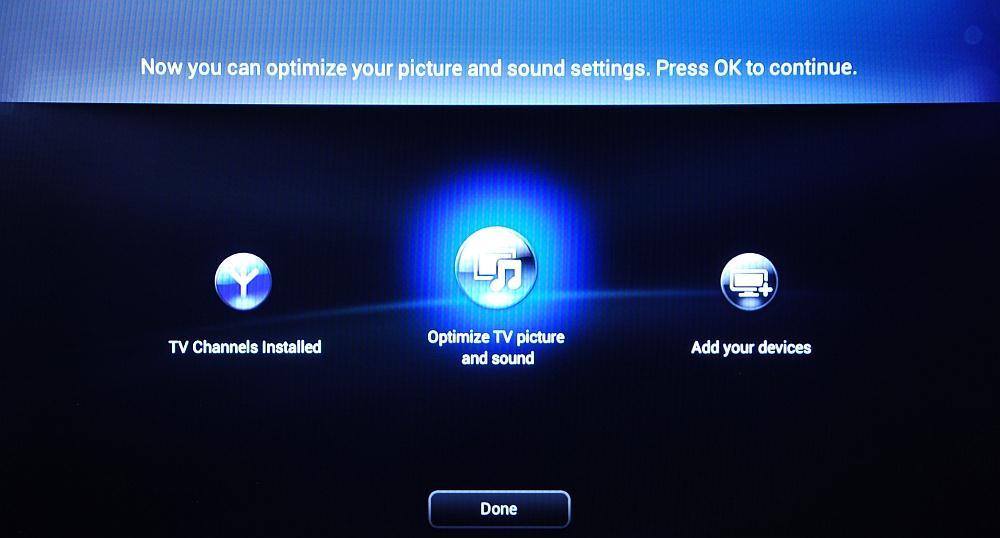 If you would like to change the picture and sound settings, you can go to [Optimize TV picture and