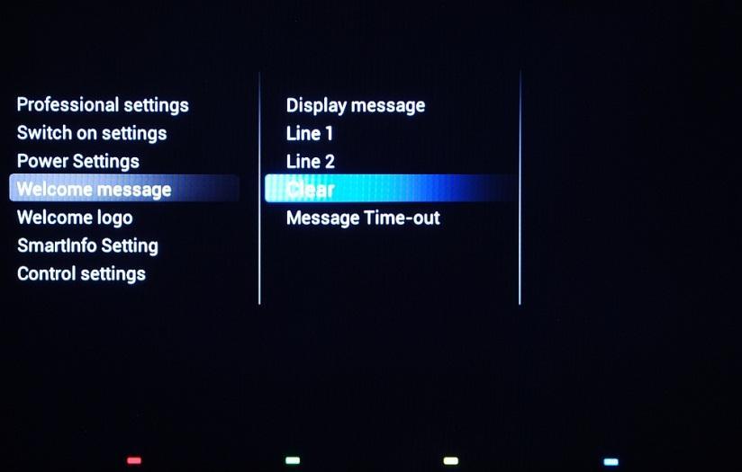 [Message Time-out] Sets the period of time to display the welcome