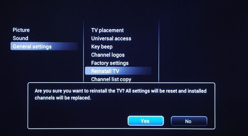 After this operation the TV will power off and on and display the installation