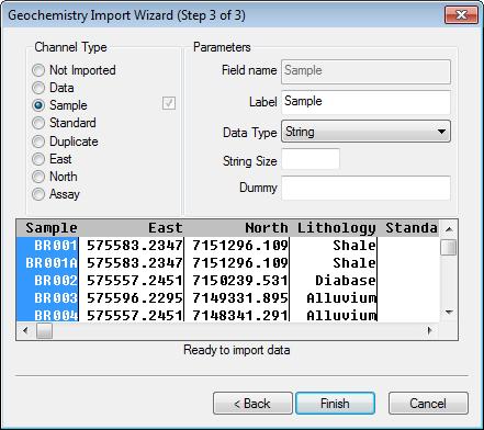 13. The Import Wizard scans your data to determine the type of data with which you are working (i.e. Channel Type).