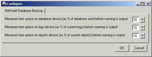 28 Chapter 4 Using Plug-in for Databases Figure 4-1: Configure window To change these default values, use the following steps: 1.