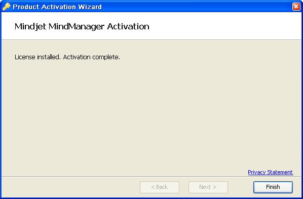 5. MindManager will obtain a license from the Mindjet licensing server. 6. When activation is complete, click Finish. Installation FAQ Question: Why is my product key not accepted?