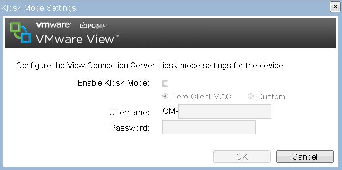 Chapter 4 Configuring the Device Table 4-9 VMware View Kiosk Mode Parameters Parameter Enable Kiosk Mode Zero Client MAC Option Custom Option Password Description When enabled, the Cisco VXC client