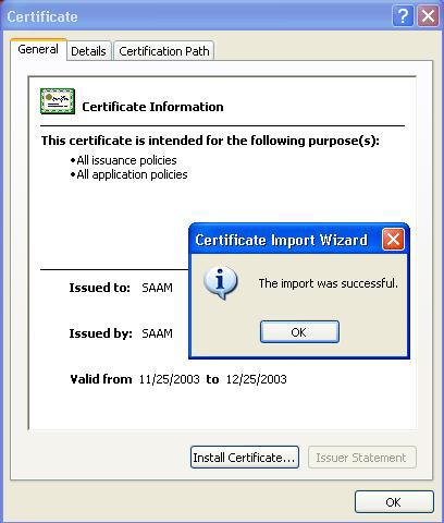 B.A4. Click Finish to complete the root certificate import wizard B.A5.