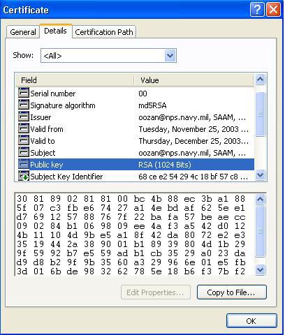 B.A6. 1024 bits RSA public key and other properties of the
