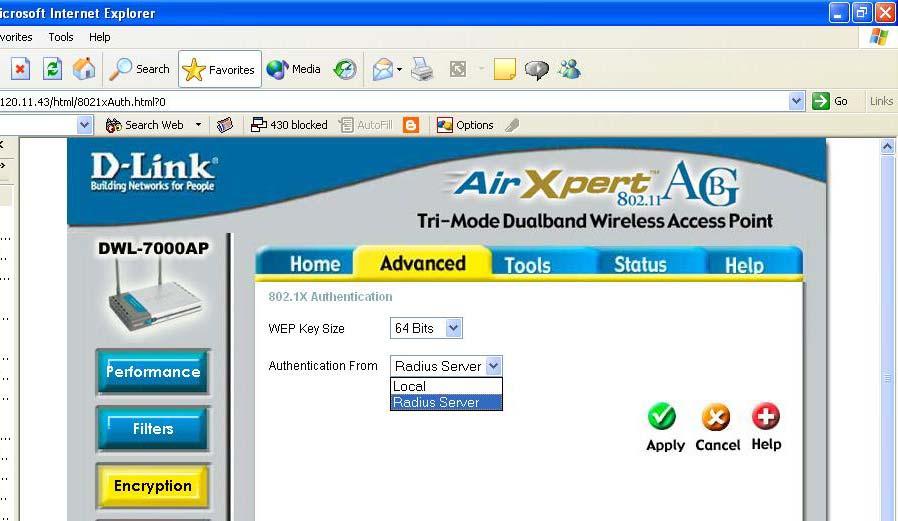 C.A3 The next page after selecting the 802.1X option is the authentication server selection page.