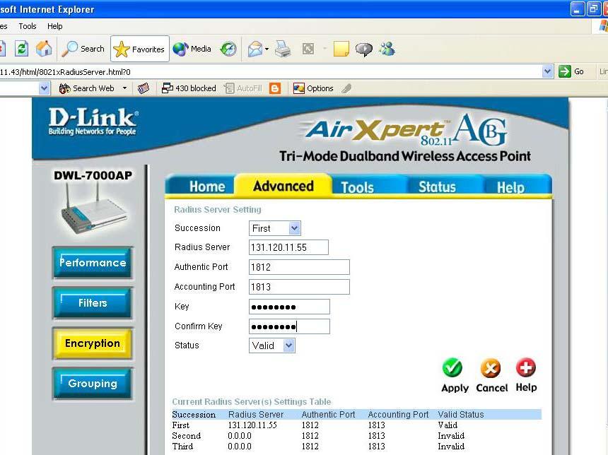 A4 the next page after selecting the radius server helps the user apply the specifications of the