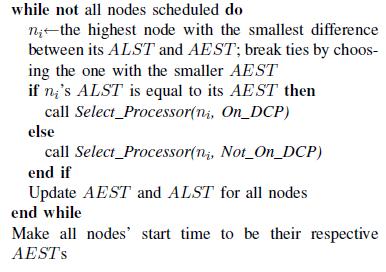 596 I. Ahmad et al. predecessors and successors and also the communication costs if tasks are scheduled to different processors. Tasks that are on the dynamic critical path have AEST = ALST.