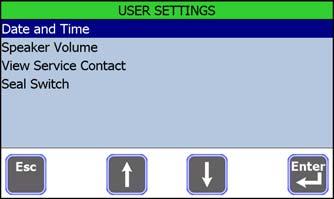 4 User Settings Module 4 User Settings Module The User Settings module is available when you enter any of the passwords, however, this section assumes the individual is entering password 111.