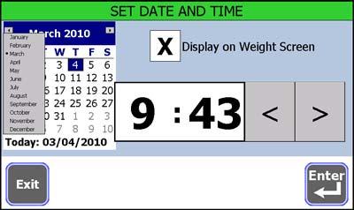 4.1 Date and Time 4.1.1 Set the time 1. With the Date and Time entry screen showing, press the hour to highlight it. 2.