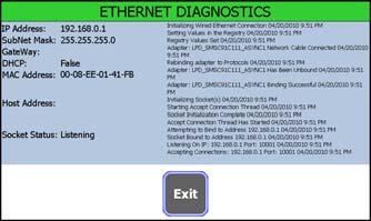 7.1 Communications 7.1.2 View Ethernet Settings Depending on the application installed in the indicator, the M3060 may be configured to use ethernet communication.