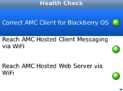 correct Amcom Mobile Connect client is installed on the BlackBerry device. The incorrect client is installed on the device.