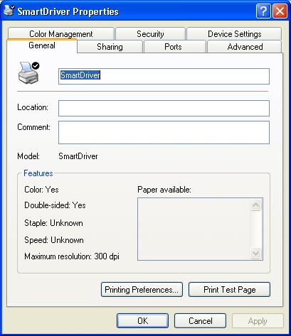 Using the printer driver 3-5 Settings that control the non-printing operation of the printer are in the Properties dialog box for the printer.