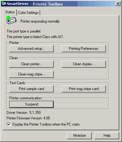 3-12 Using the printer driver If the Printer icon is not visible, do one of the following: Open Properties (Windows 98 and Me), select the Printer Info tab, and click the "Open Toolbox" button.