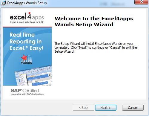 3.3 PC Installation 1. Unzip the file excel4apps_wands_sap.