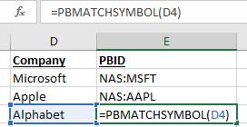Special Formulas PBMATCHPBID PBMATCHPBID allows you to access the PitchBookspecific identifier (PBId) for any given
