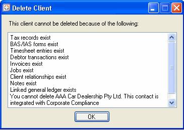 If a client no longer does business with you, it is best to retain their record rather than delete it.