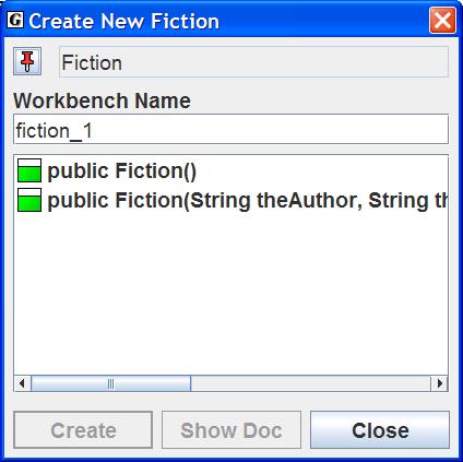 Click on stick-pin to keep dialog open. Figure 3-9. Selecting a constructor Figure 3-10.