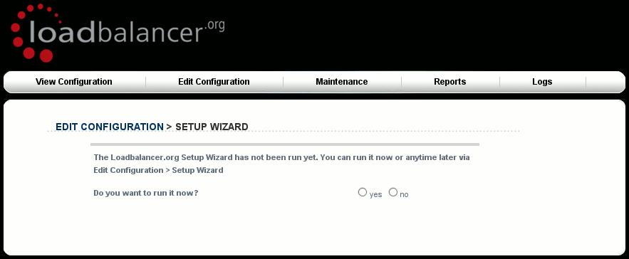 Configuring the Loadbalancer.org appliance using the web based wizard This section deals with the process of configuring a single load balancer appliance via the web based wizard.