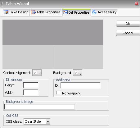 Creating Site Content 37 Formatting Cells To configure the parameters of your table cells: 1 Right-click inside the cell and select Cell Properties from the context menu.