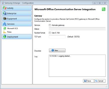 Microsoft OCS. The integration also allows a person s extension status (i.e. whether or not they are on a call) to be published to MOC users.
