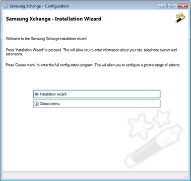 Installation Wizard When running the Samsung Xchange Server Configuration program for the first time, it is recommended that you choose to run the installation wizard.