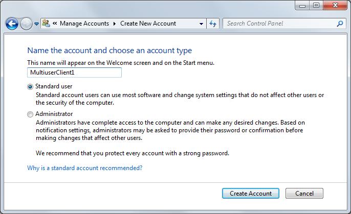 2.2 Configuration 2.2.1 Creating user accounts for clients on the Multiuser server PG For the office network described in Figure 2-1 you have to create the user accounts of the clients locally on the Multiuser server.