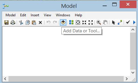 In the model window, click on the Add Data or Tool button. 3.