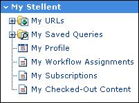 Becoming Familiar with the Interface My Content Server Tray The My Content Server tray places links to various system functions specific to you in your portal navigation bar.