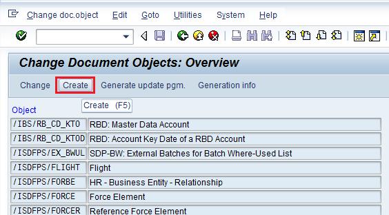 Steps to create Change Document Goto Change Document Object Overview using