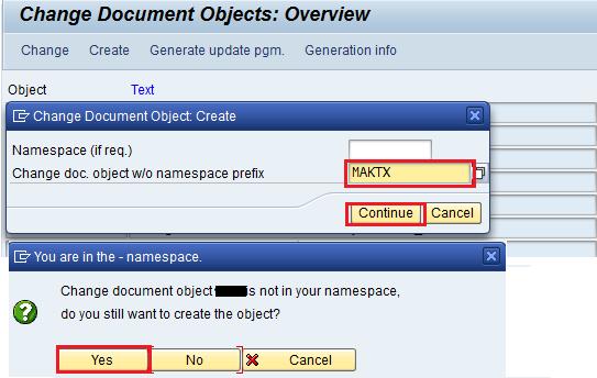 Enter the change document name and click on Continue.