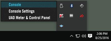Mac: Click the Console application icon in the macos Dock Select Console from the drop menu after clicking the blue UA logo diamond in the macos Menu Bar (at upper right of screen) Accessing Console