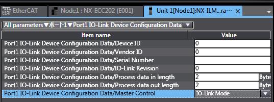 Check that IO-Link Mode is selected as the set value of Port1 IO-Link Device