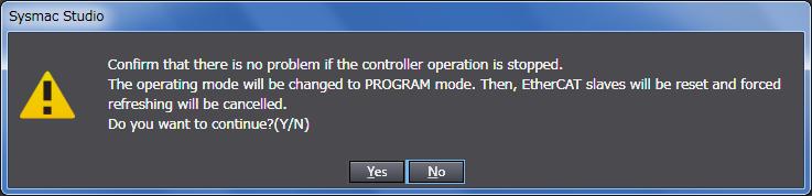 9 A confirmation dialog box is displayed. Confirm that there is no problem, and click Yes. A screen is displayed stating "Synchronizing".