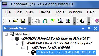 Check that <IO-Link Port_1:NOT_APPLICABLE> E2E-X3B4-IL3 IODD1.