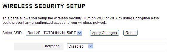 5.2.2 Security Settings You can setup wireless security in this page. Setup different encryptions for different SSIDs so that makes your wireless network more secure.