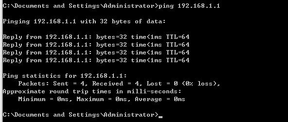 Figure 3-1 Successful Ping command If the result displayed is similar to the figure 3-1, it means that the connection between your PC and the router has been established.