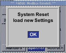 For the new settings the sensor needs a Reset (Restart) which needs to be confirmed with OK With the button Default the settings are set back to Out of factory values Default values out