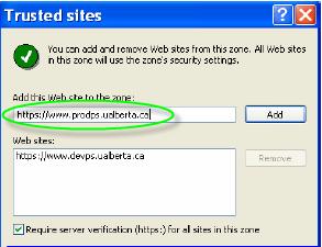 Click on the Trusted Sites icon and then click on the Sites button to display the Trusted Sites window. 4.