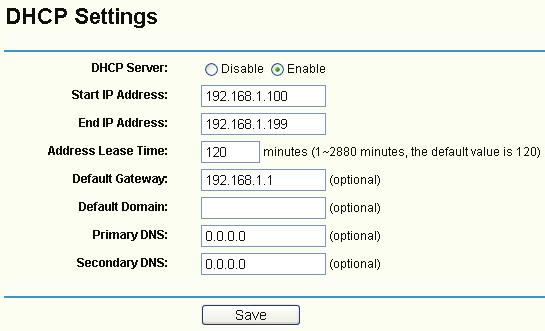 4.4.1 DHCP Settings TL-R4199G Choose menu DHCP DHCP Settings, you can configure the DHCP in the next screen (shown in Figure 4-15).