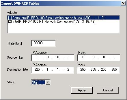 3.6 Import DVB-RCS Tables This interface is dedicated to collect DVB-RCS table from RLSS. Figure 29.