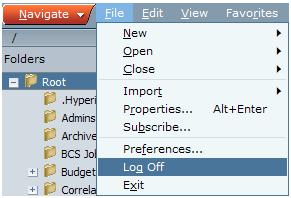 HOW TO LEAVE THE HYPERION WORKSPACE There are two ways to